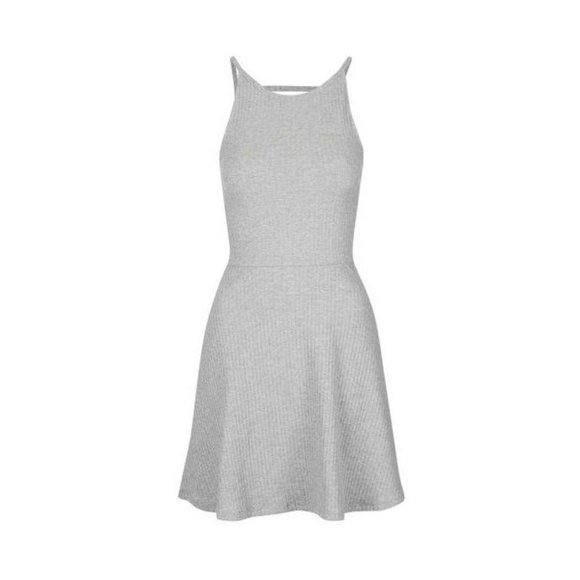Topshop Grey Sleeveless Skater Dress - Picture 2 of 2